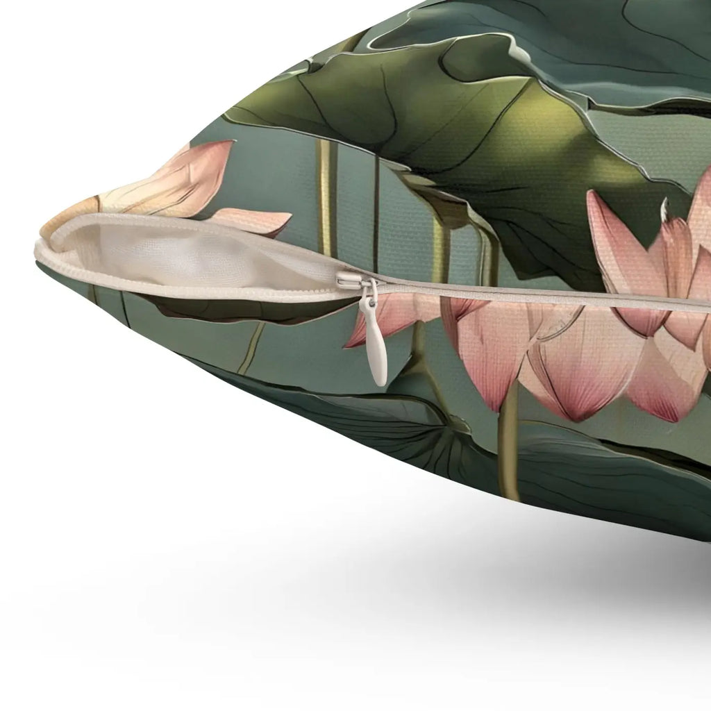 Luxurious Lotus Polyester Square Pillow - Home Decor - DipaliZ
