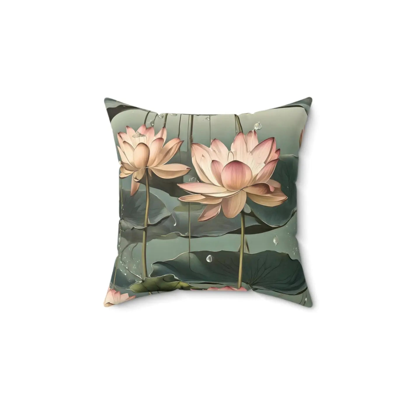 Luxurious Lotus Polyester Square Pillow - Home Decor - DipaliZ