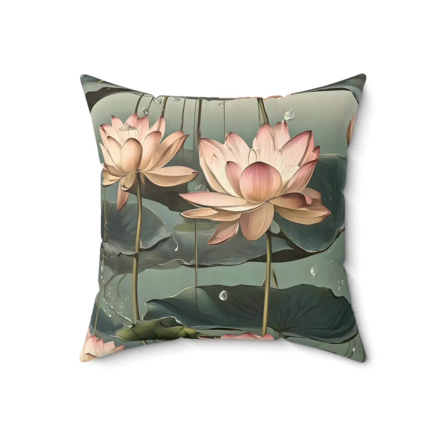 Luxurious Lotus Polyester Square Pillow - Home Decor - DipaliZ