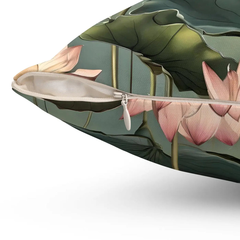 Luxurious Lotus Polyester Square Pillow - Home Decor - DipaliZ