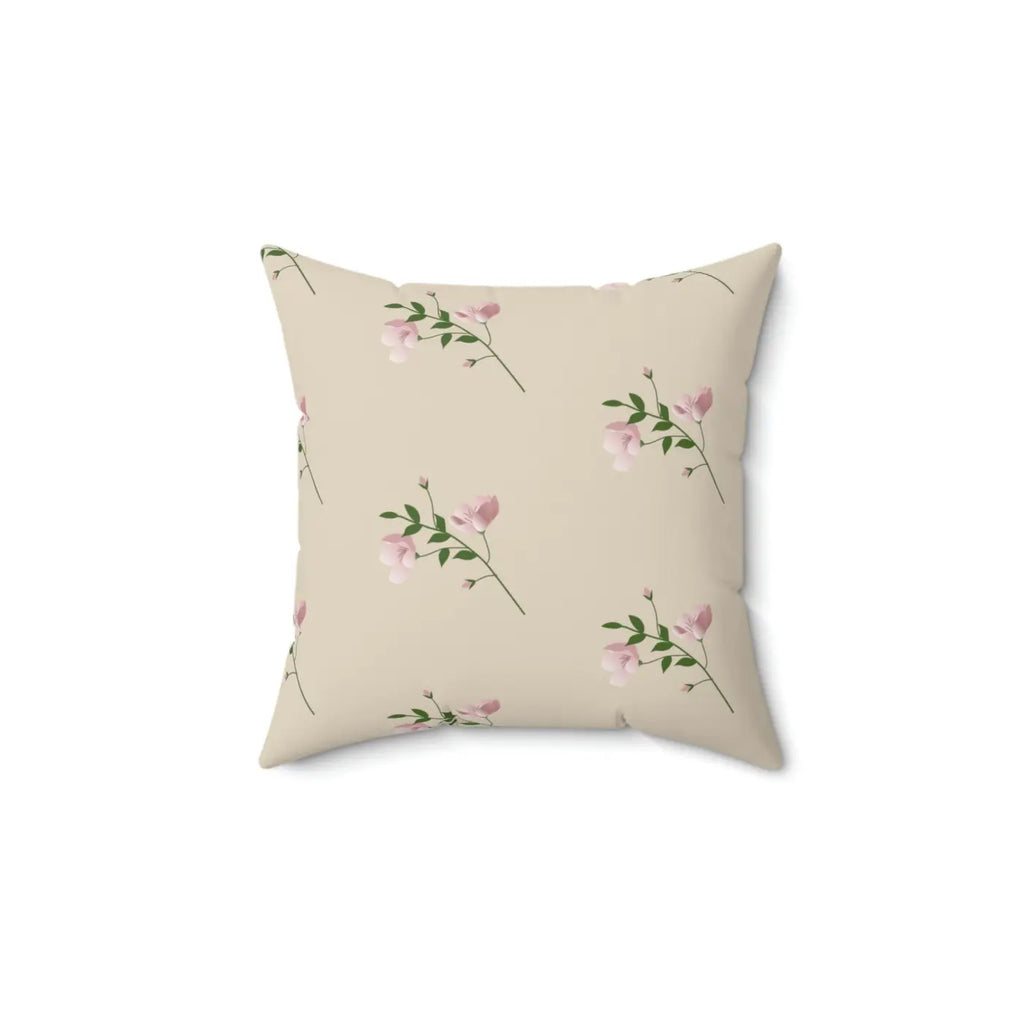 Polyester Square Pillow - Pink Flowers Design - DipaliZ