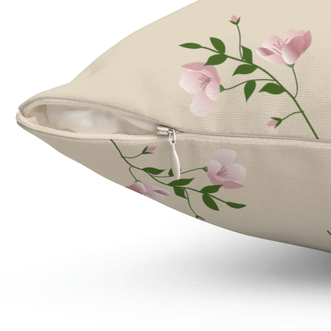 Polyester Square Pillow - Pink Flowers Design - DipaliZ