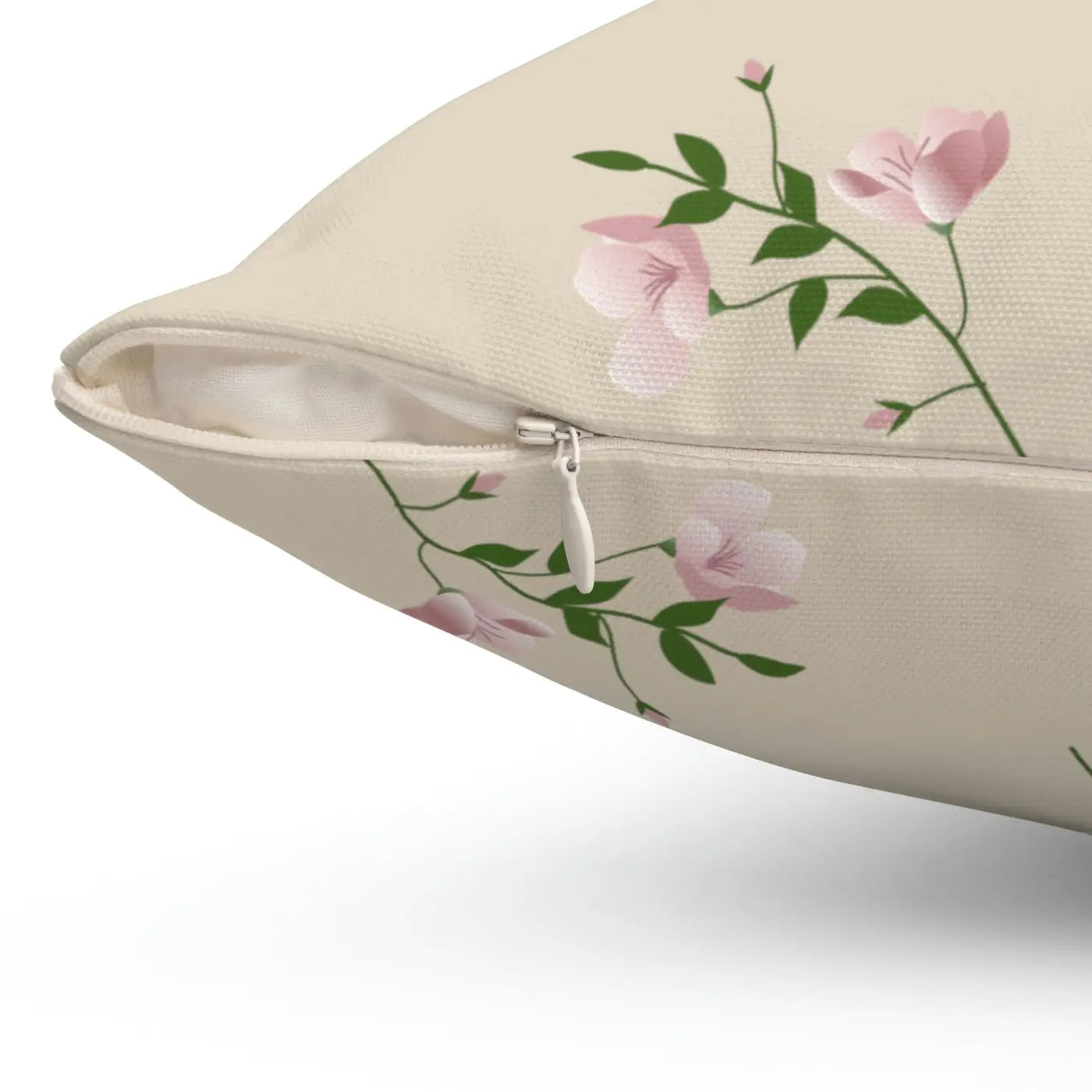Polyester Square Pillow - Pink Flowers Design - DipaliZ