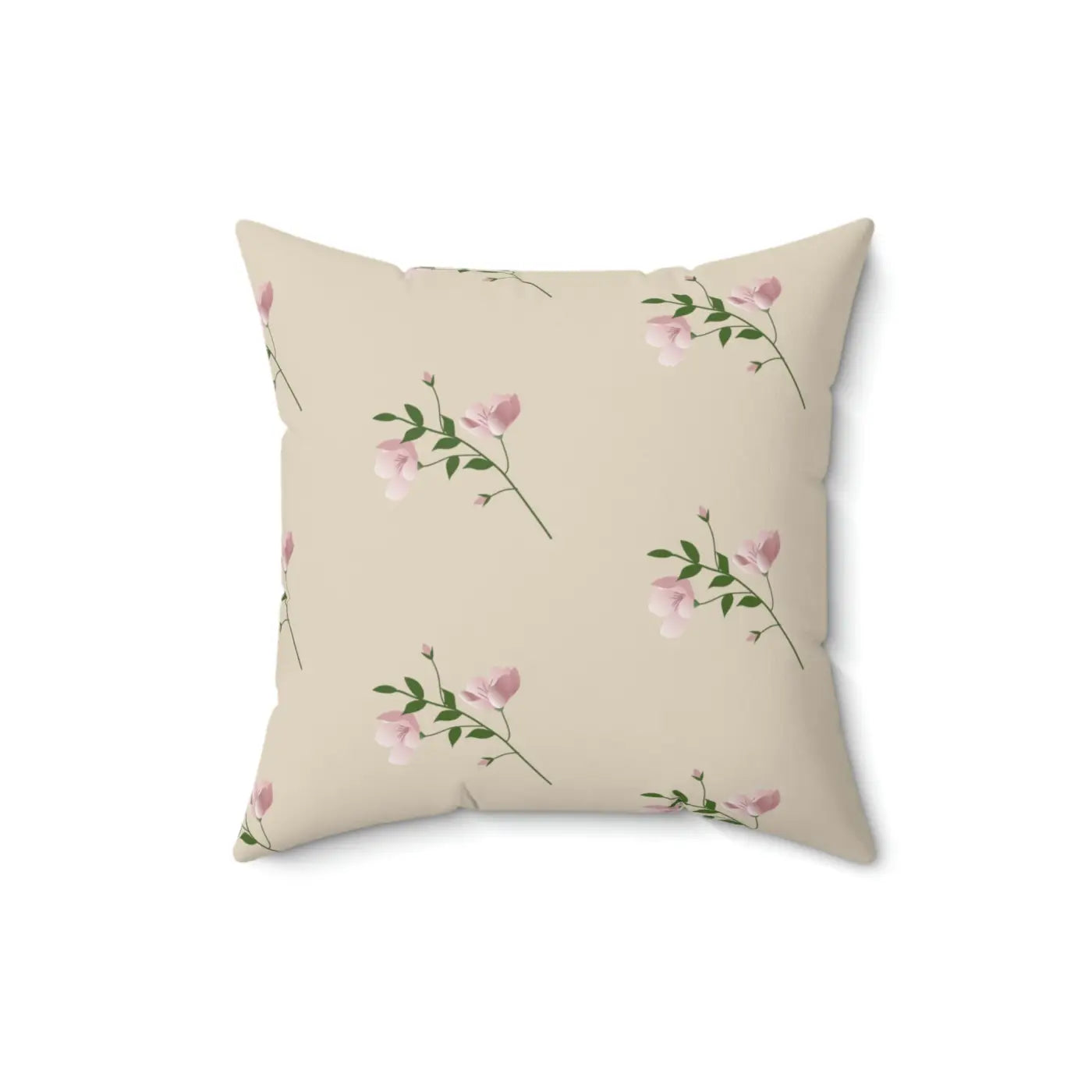 Polyester Square Pillow - Pink Flowers Design - DipaliZ