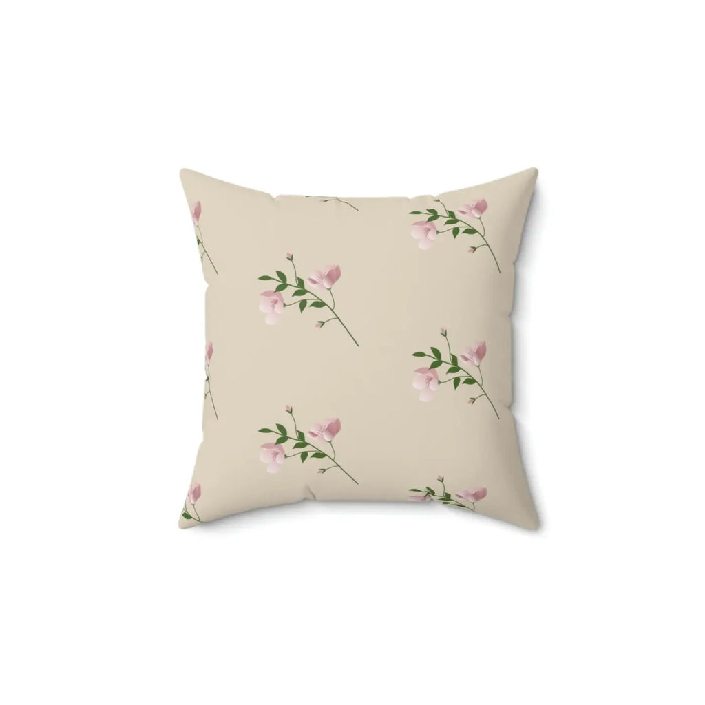 Polyester Square Pillow - Pink Flowers Design - DipaliZ