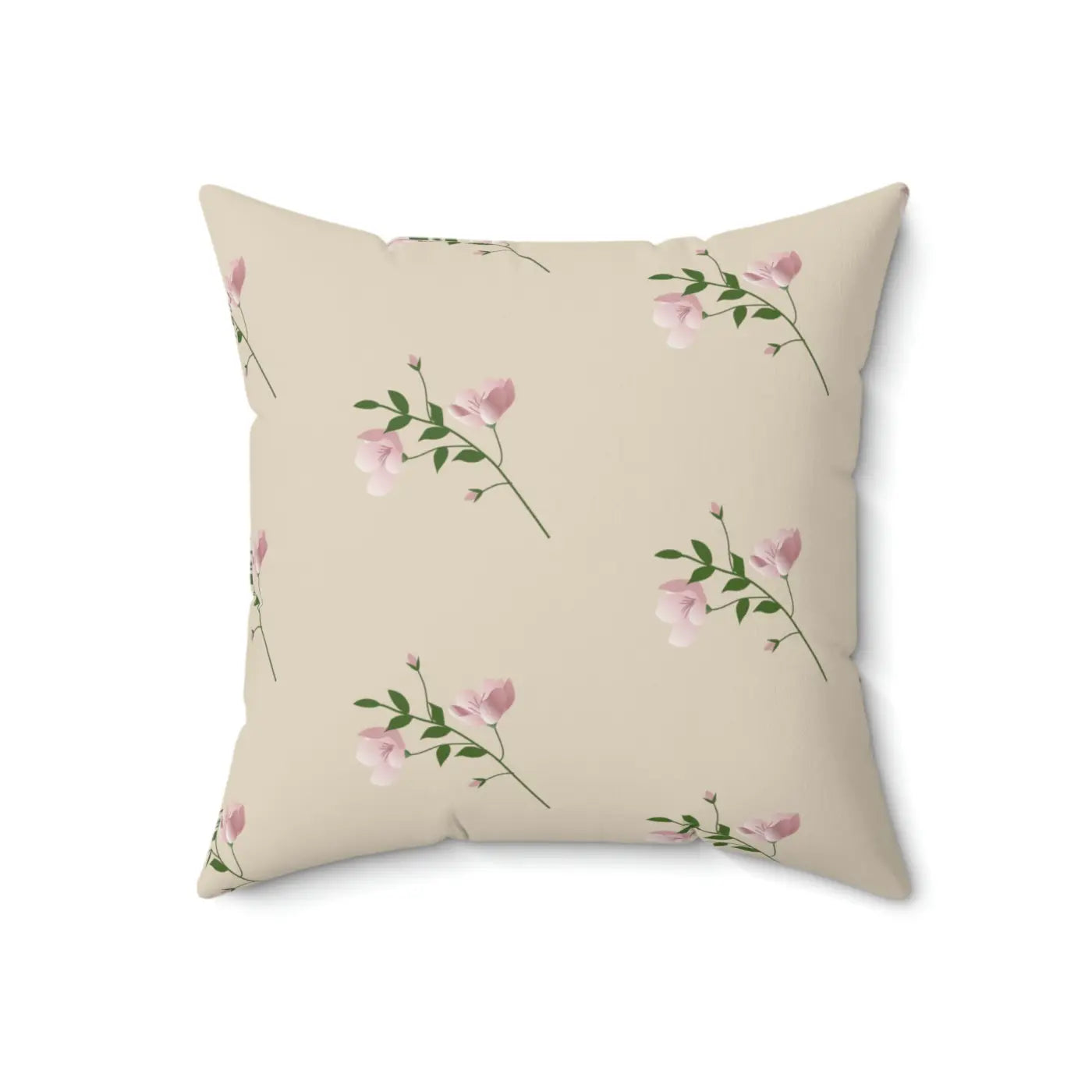Polyester Square Pillow - Pink Flowers Design - DipaliZ