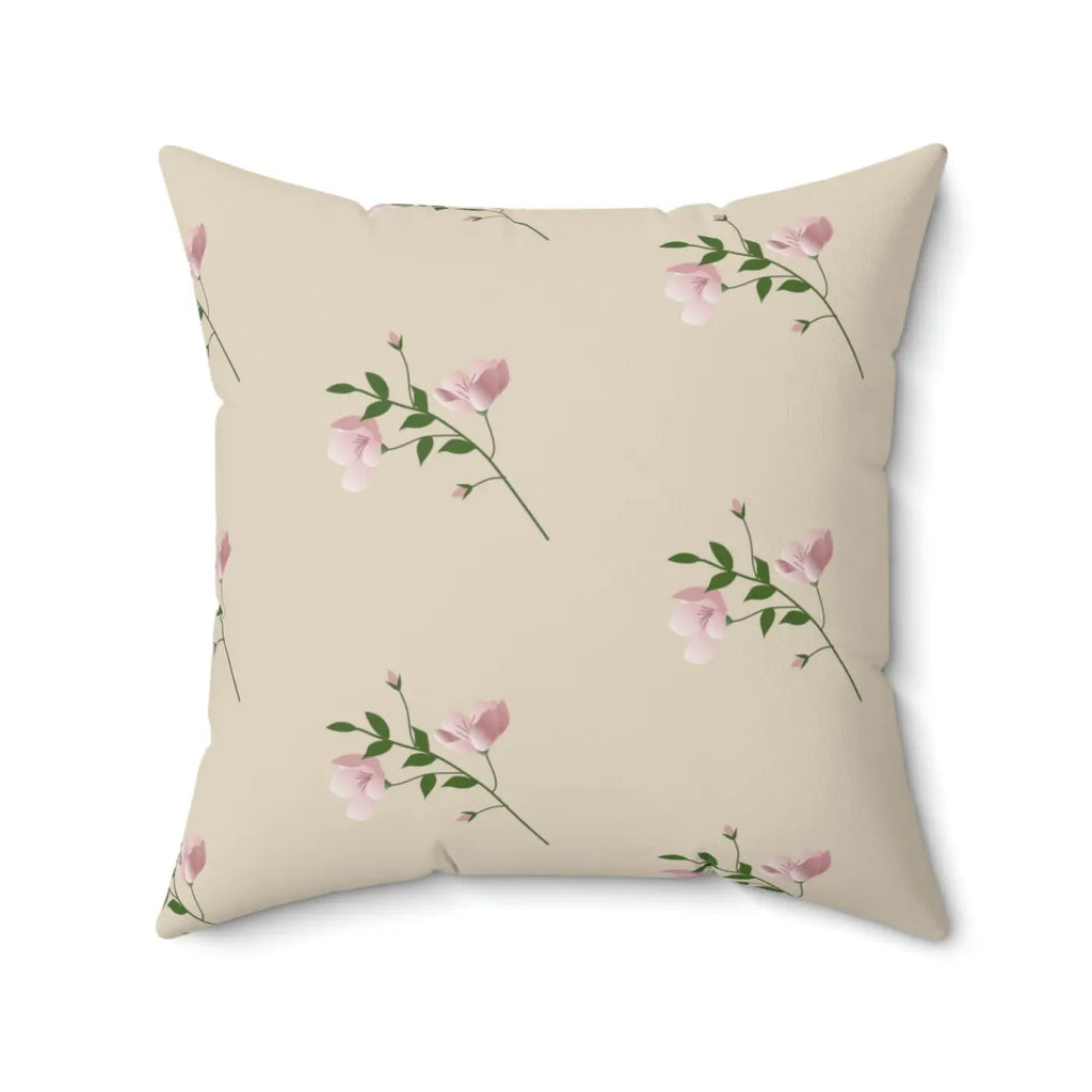 Polyester Square Pillow - Pink Flowers Design - DipaliZ