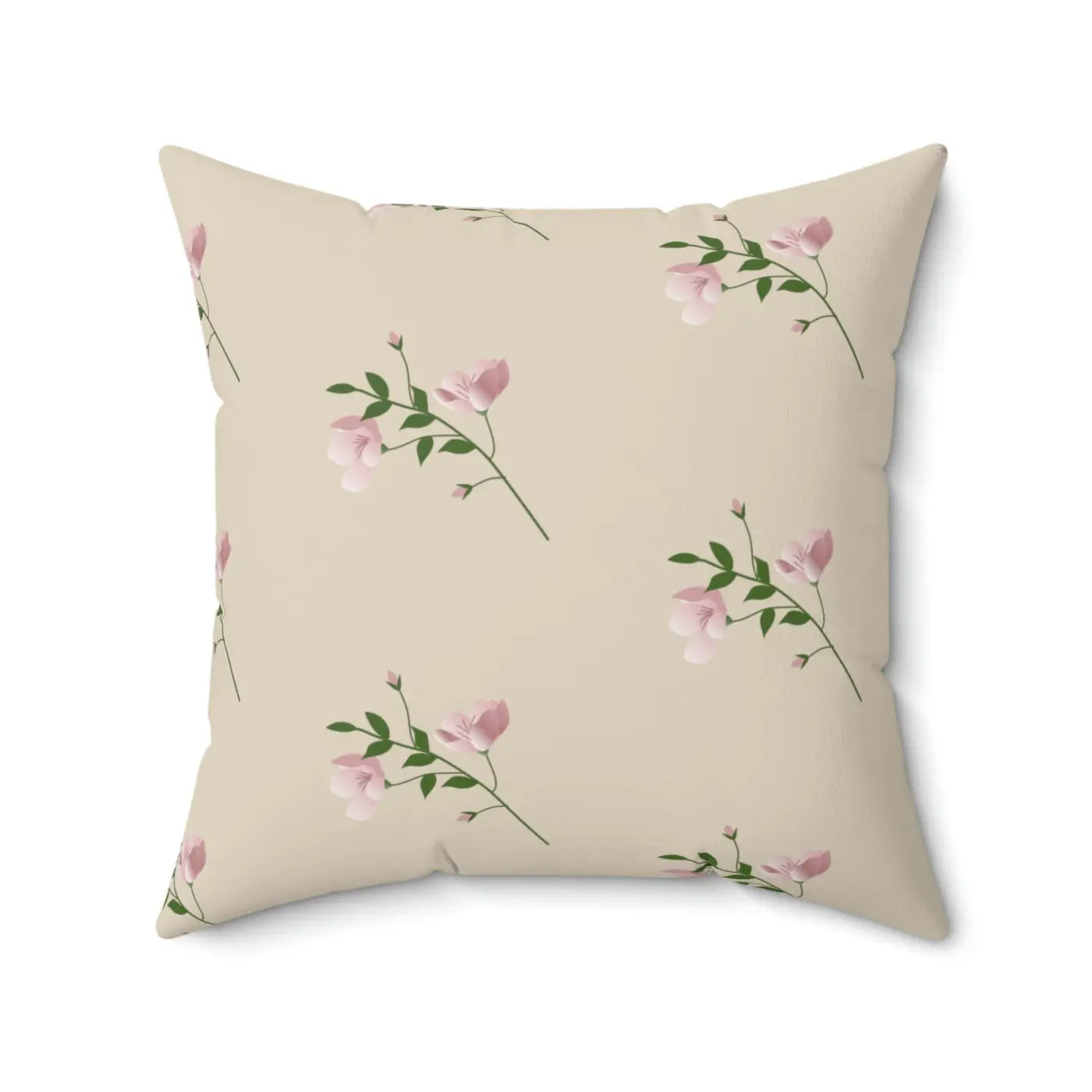 Polyester Square Pillow - Pink Flowers Design - DipaliZ