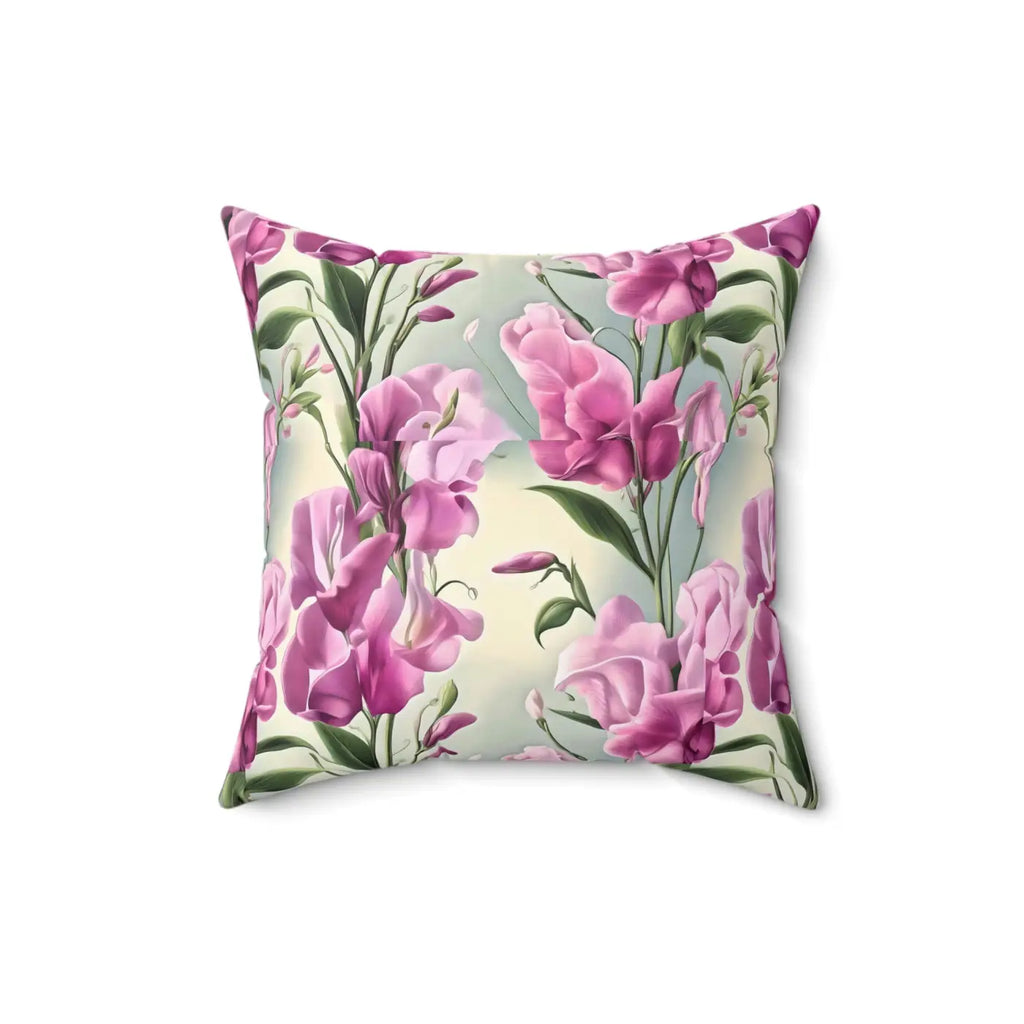 Sweet Pea Polyester Square Pillow - Cozy Home Decor - DipaliZ