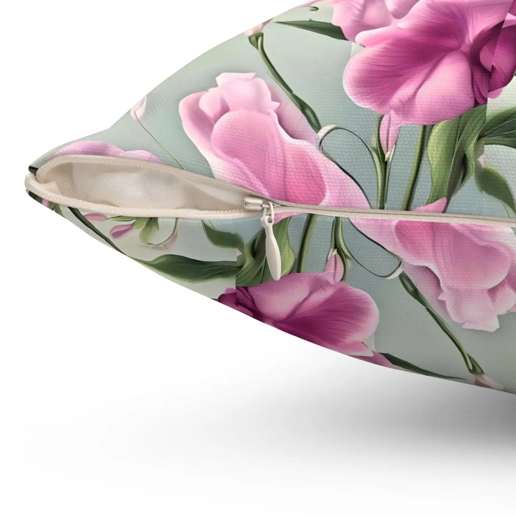 Sweet Pea Polyester Square Pillow - Cozy Home Decor - DipaliZ