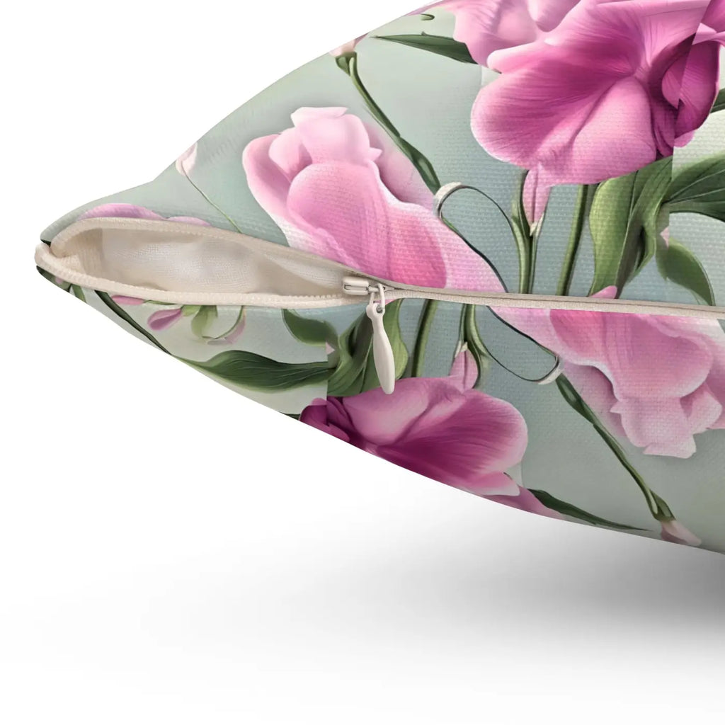 Sweet Pea Polyester Square Pillow - Cozy Home Decor - DipaliZ