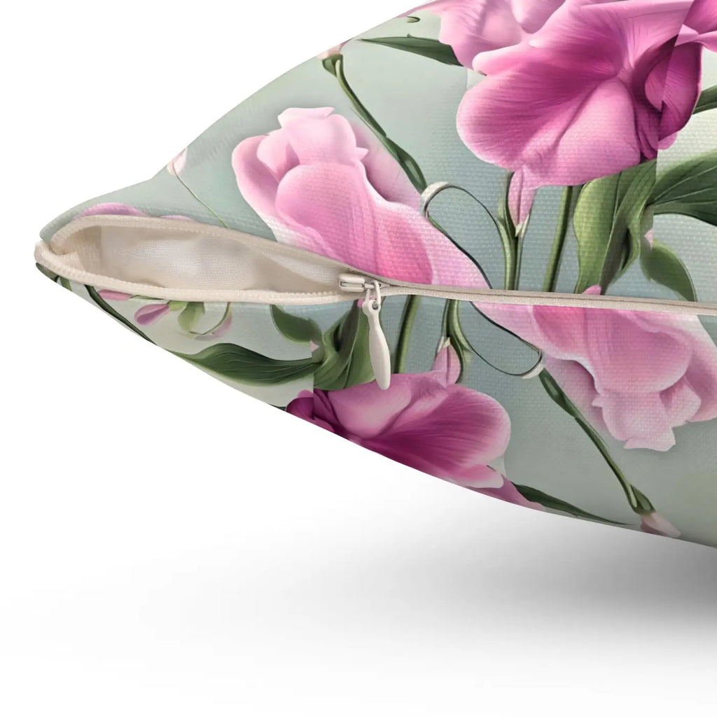 Sweet Pea Polyester Square Pillow - Cozy Home Decor - DipaliZ