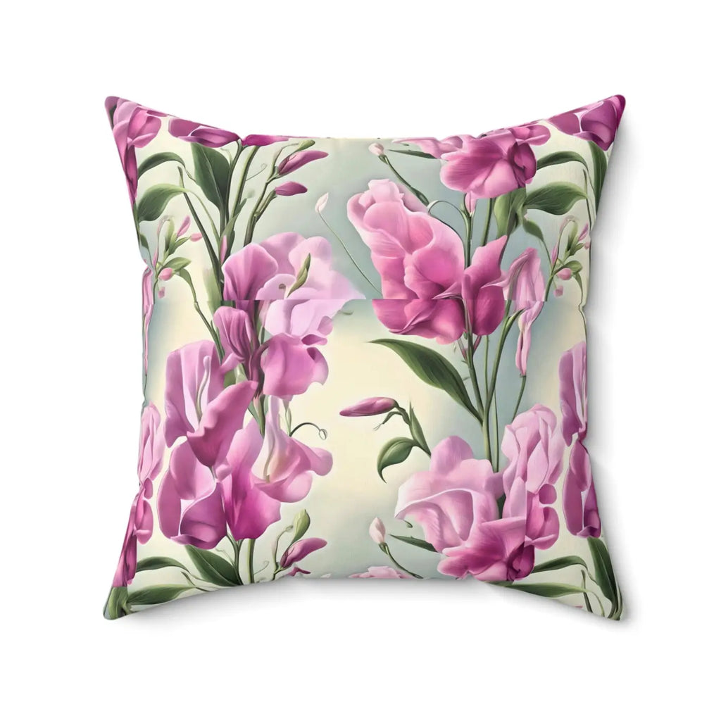 Sweet Pea Polyester Square Pillow - Cozy Home Decor - DipaliZ