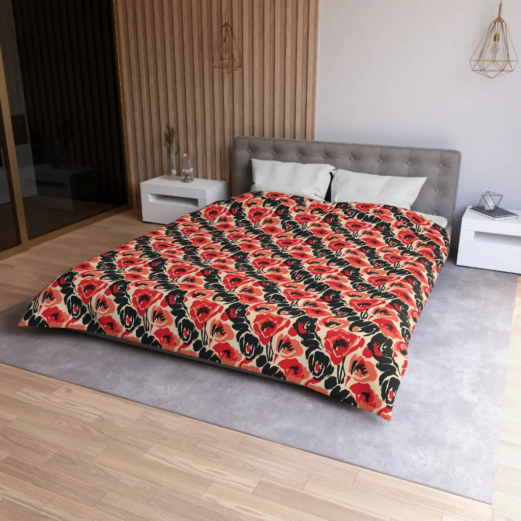Vintage Poppy Floral Duvet Cover - Brushed Microfiber - DipaliZ