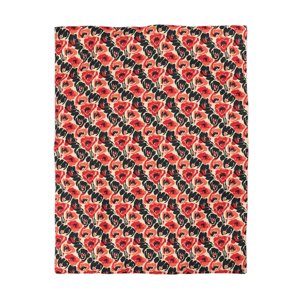 Vintage Poppy Floral Duvet Cover - Brushed Microfiber - DipaliZ