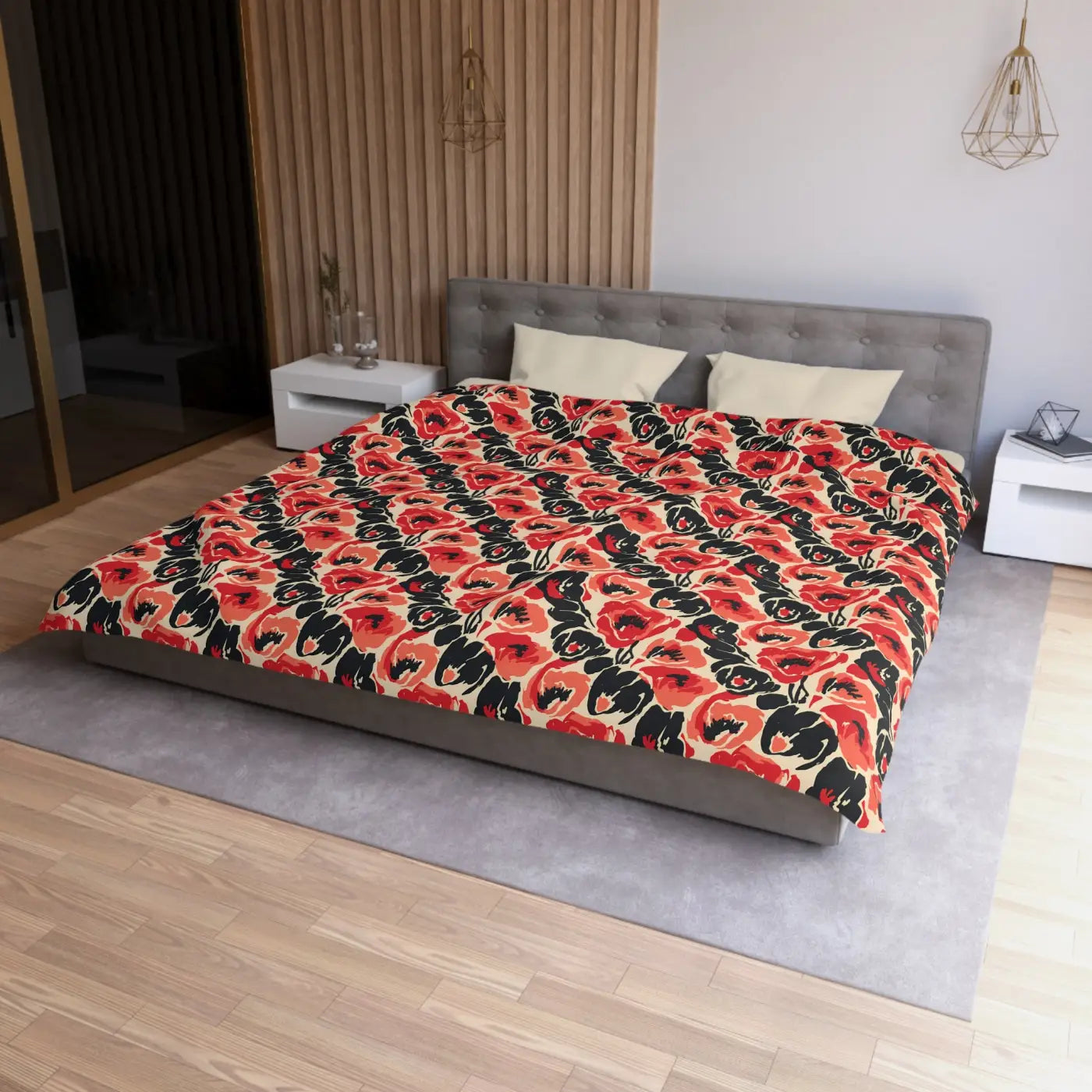 Vintage Poppy Floral Duvet Cover - Brushed Microfiber - DipaliZ