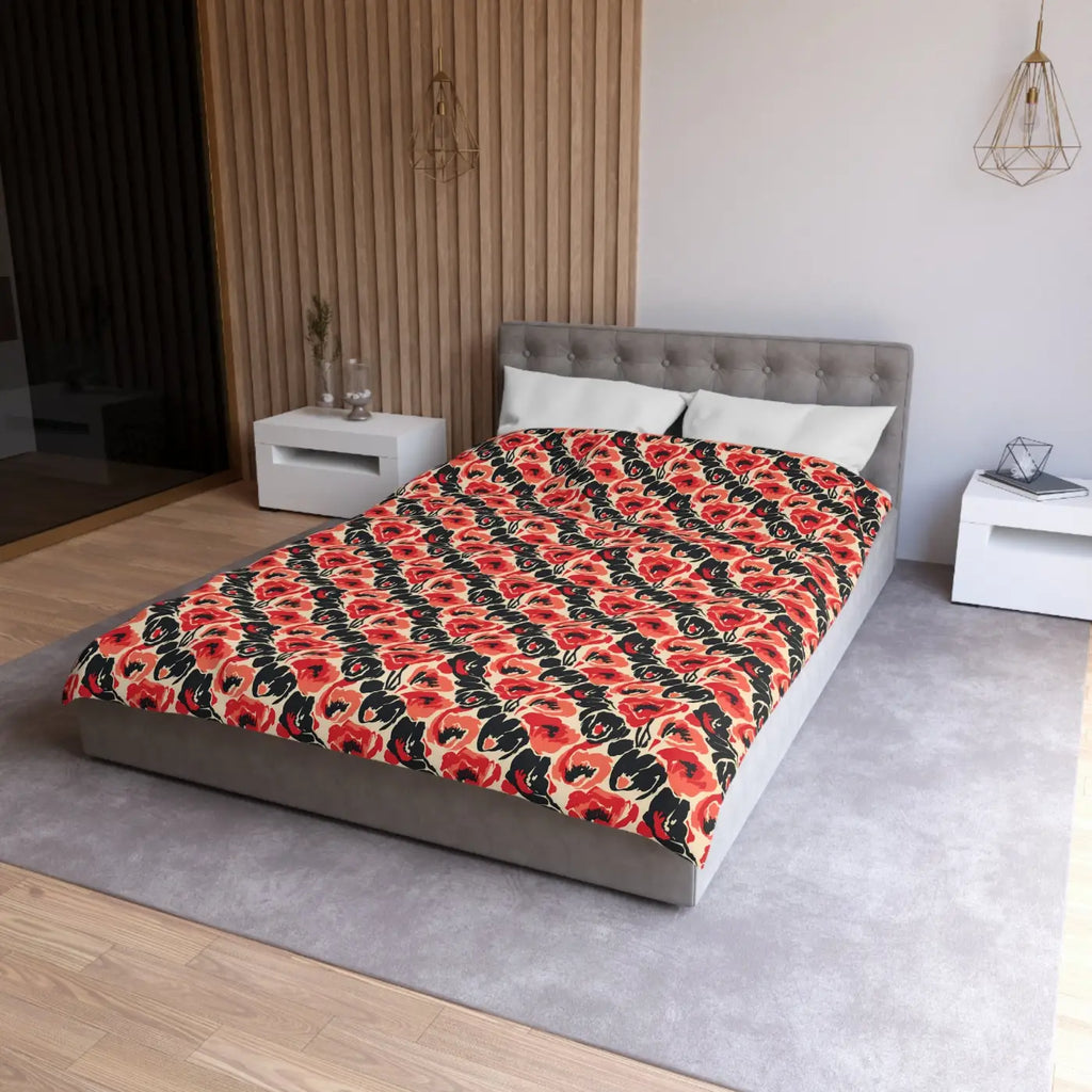 Vintage Poppy Floral Duvet Cover - Brushed Microfiber - DipaliZ