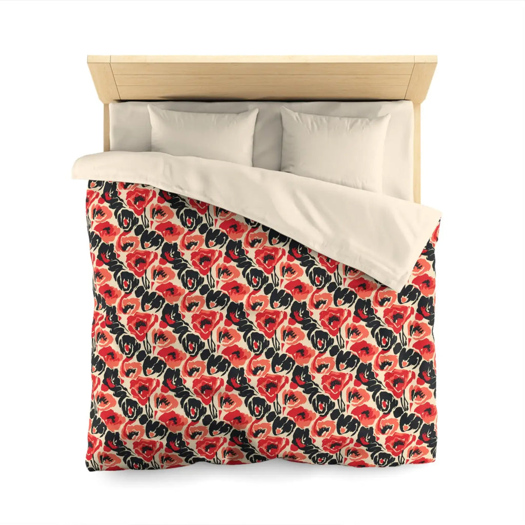 Vintage Poppy Floral Duvet Cover - Brushed Microfiber - DipaliZ