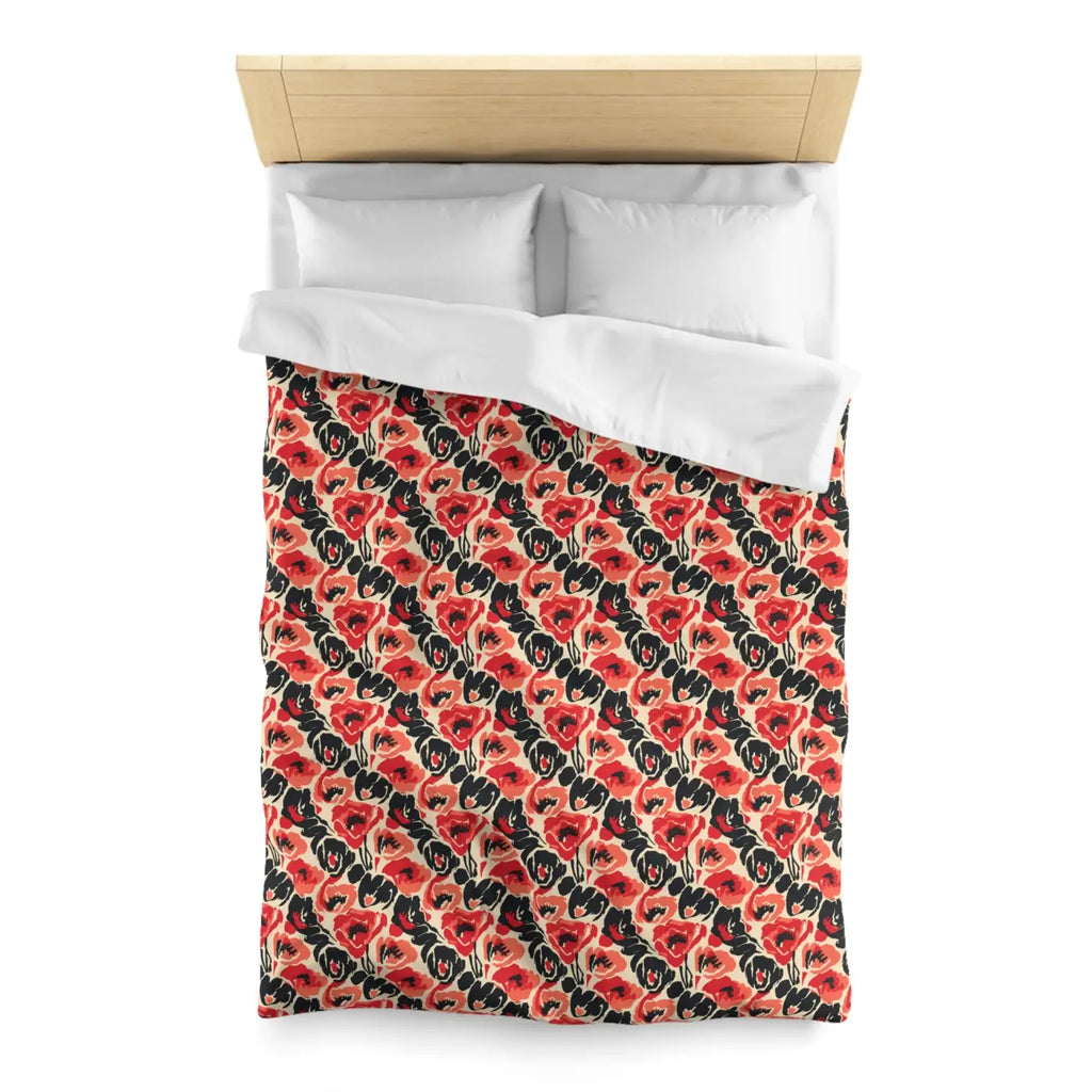 Vintage Poppy Floral Duvet Cover - Brushed Microfiber - DipaliZ
