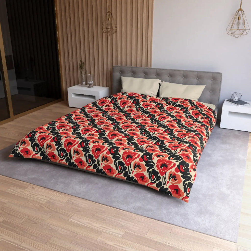 Vintage Poppy Floral Duvet Cover - Brushed Microfiber - DipaliZ