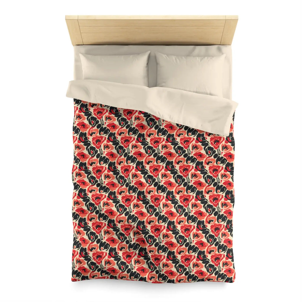 Vintage Poppy Floral Duvet Cover - Brushed Microfiber - DipaliZ