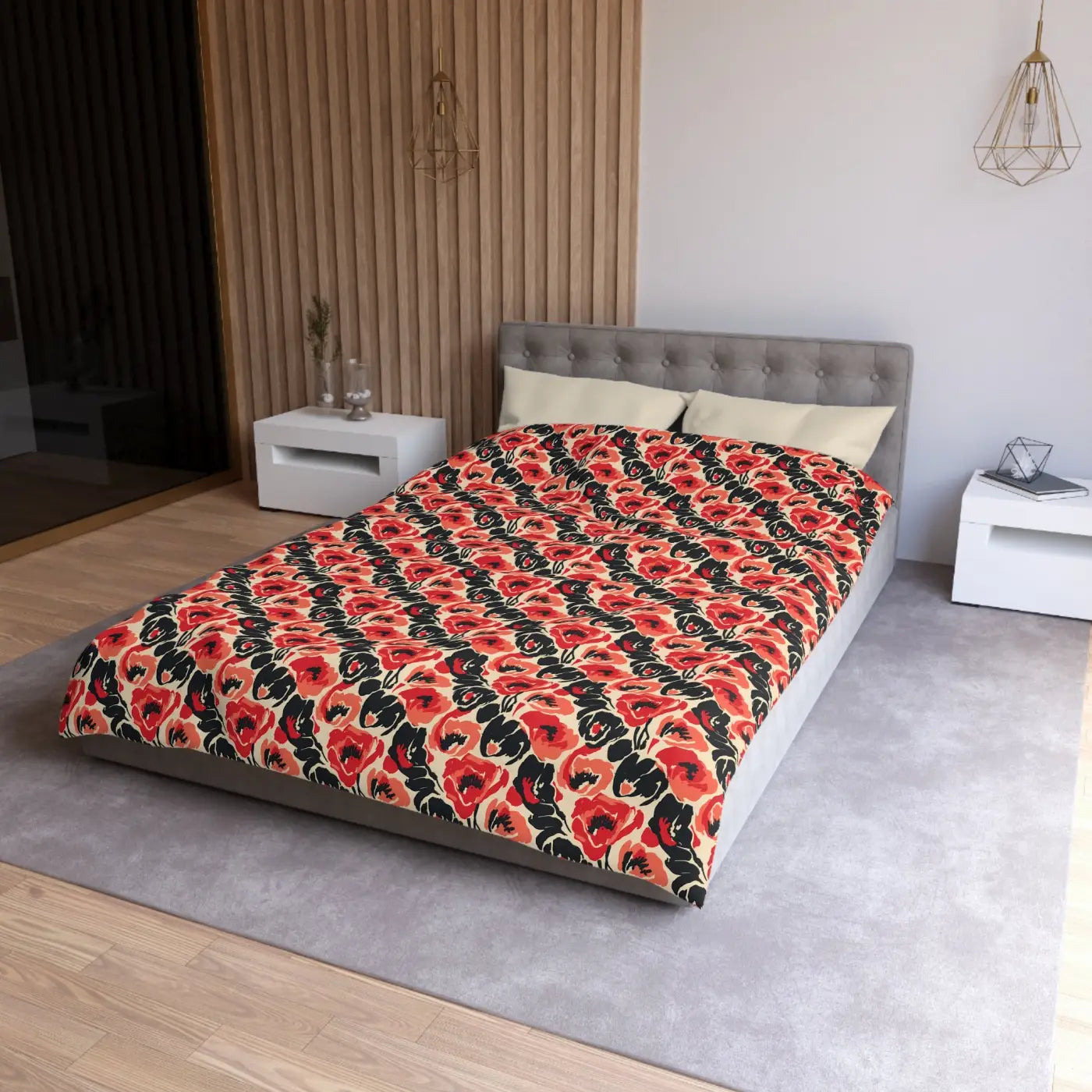 Vintage Poppy Floral Duvet Cover - Brushed Microfiber - DipaliZ