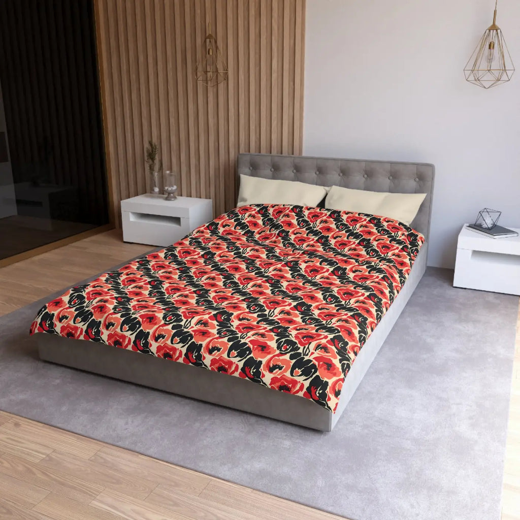Vintage Poppy Floral Duvet Cover - Brushed Microfiber - DipaliZ