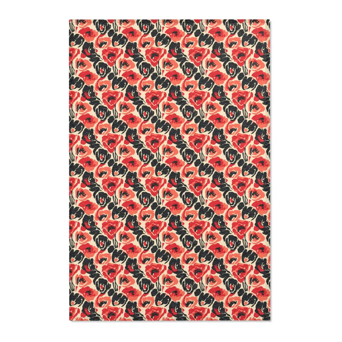 Vintage Floral Red Pattern Area Rug - Bold Poppy Design - DipaliZ