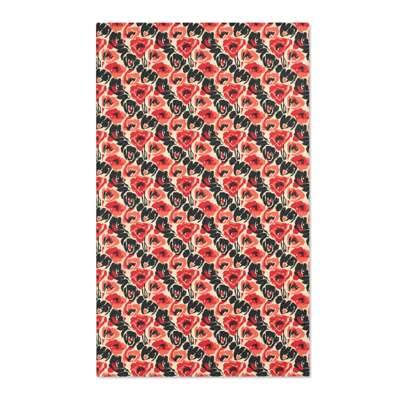 Vintage Floral Red Pattern Area Rug - Bold Poppy Design - DipaliZ