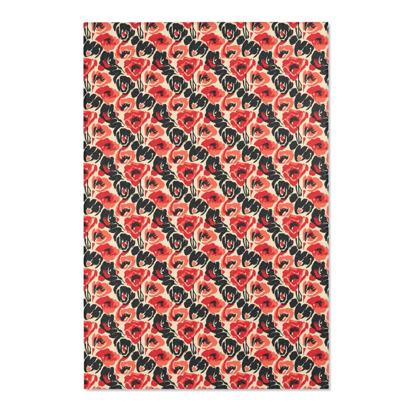 Vintage Floral Red Pattern Area Rug - Bold Poppy Design - DipaliZ