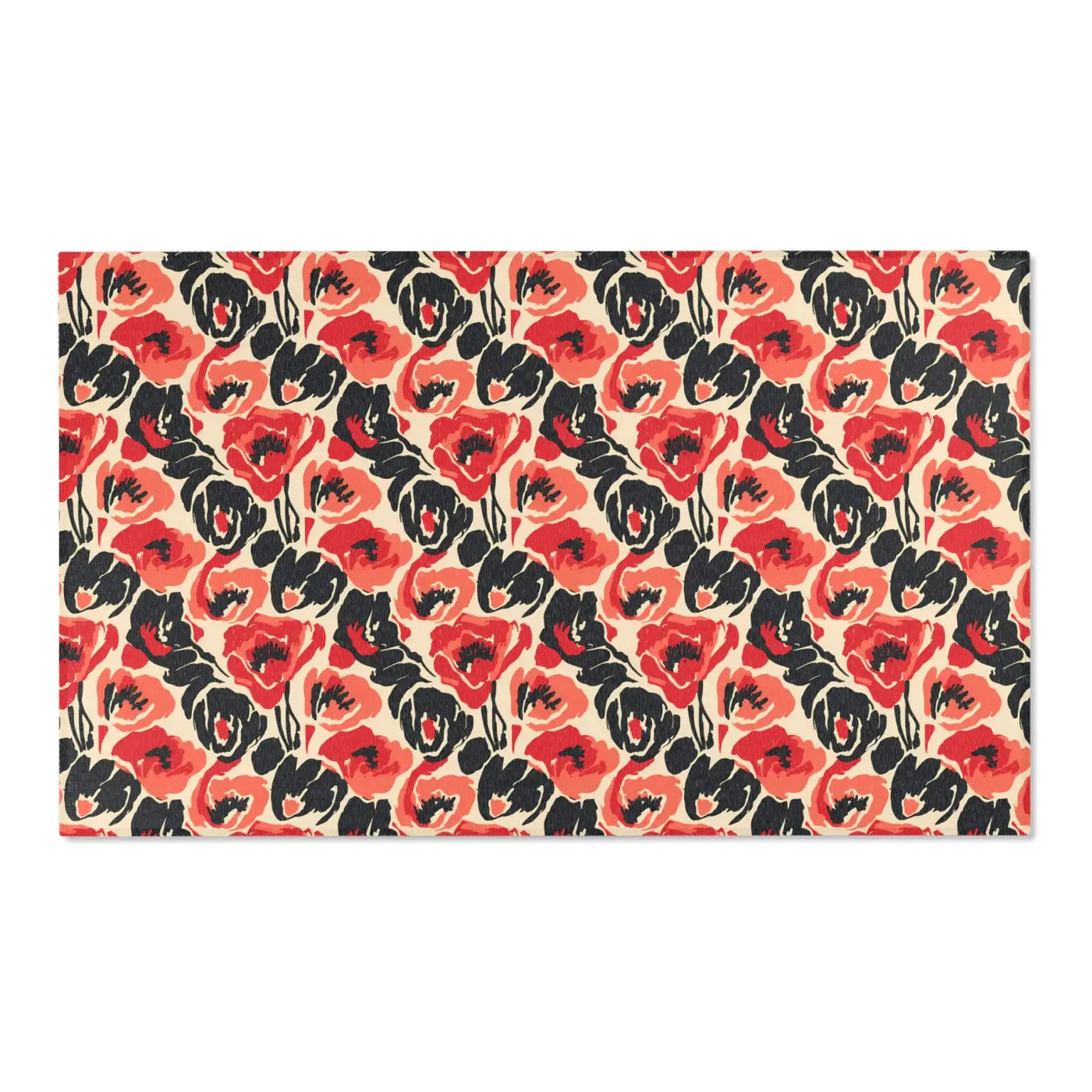 Vintage Floral Red Pattern Area Rug - Bold Poppy Design - DipaliZ