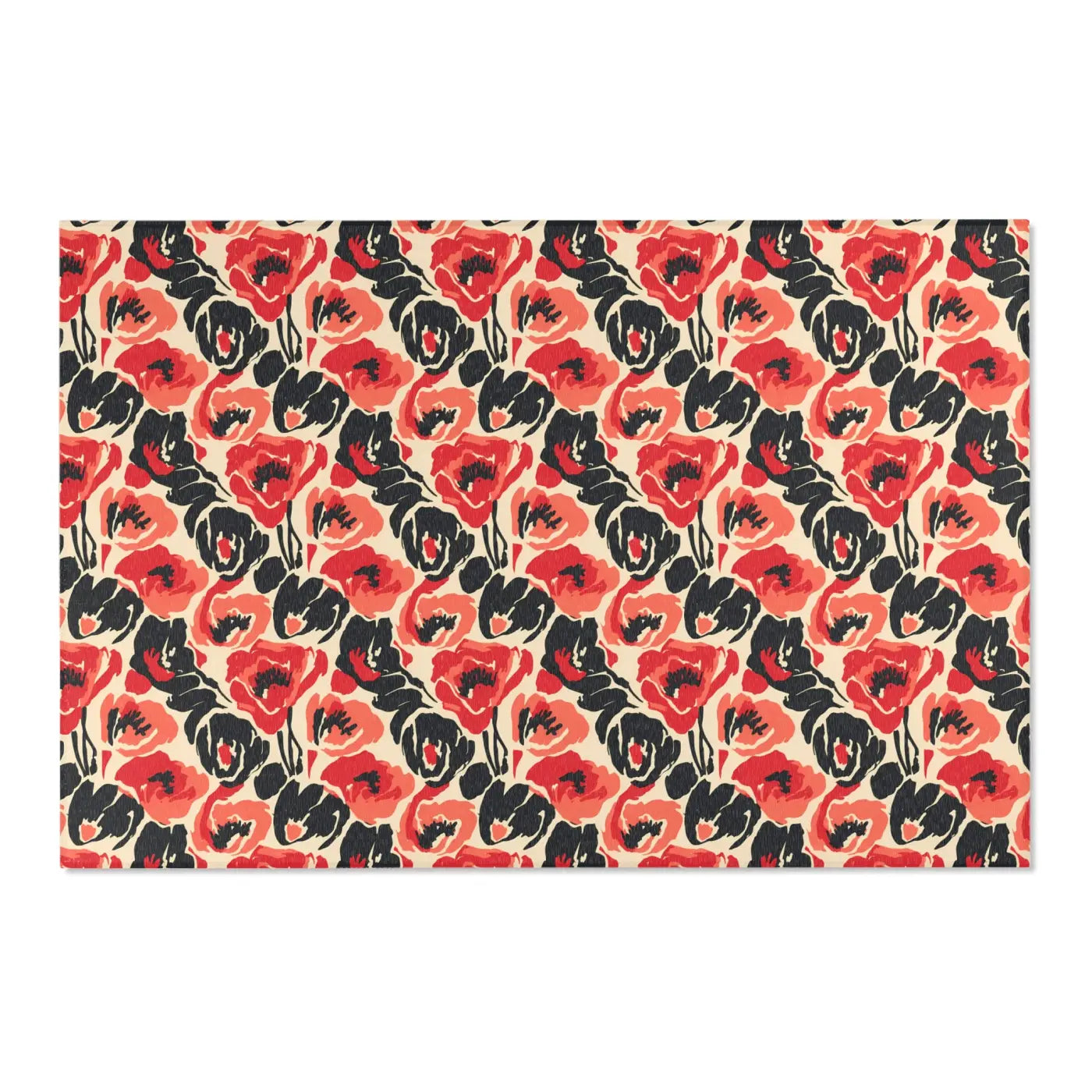 Vintage Floral Red Pattern Area Rug - Bold Poppy Design - DipaliZ