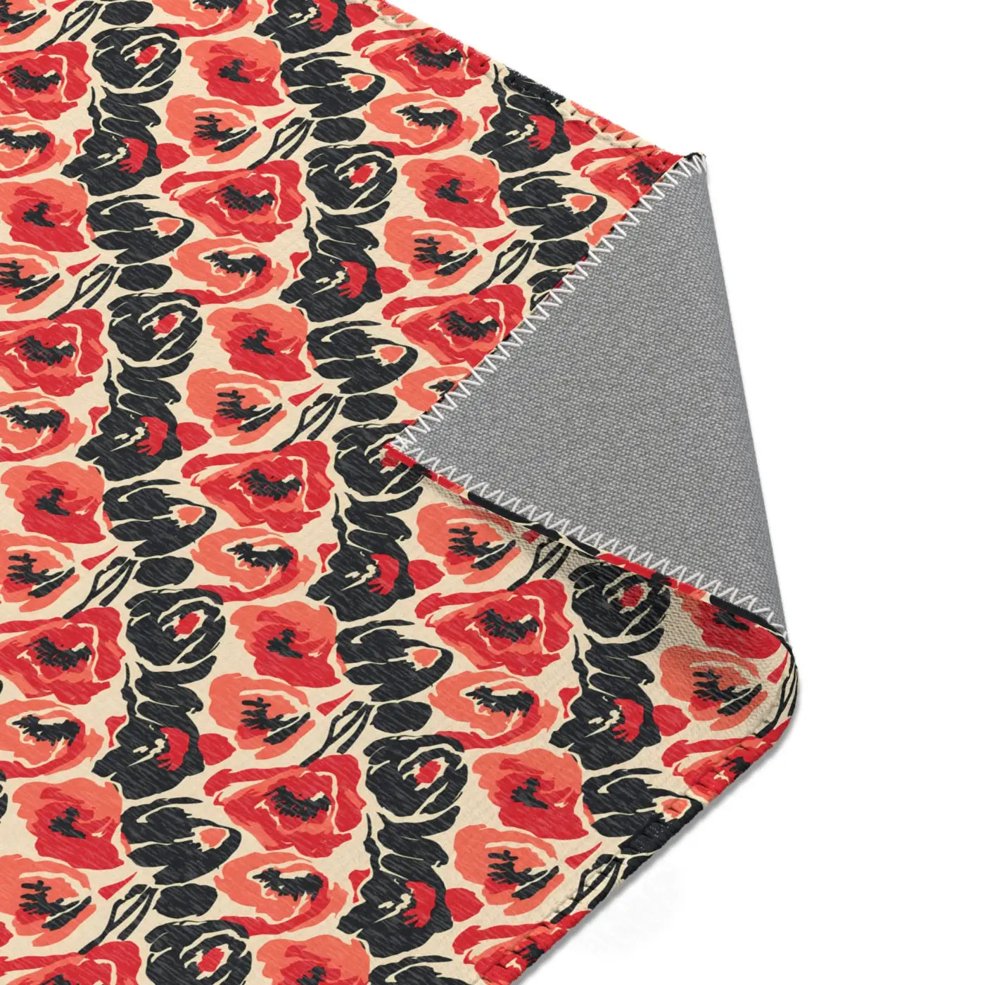 Vintage Floral Red Pattern Area Rug - Bold Poppy Design - DipaliZ