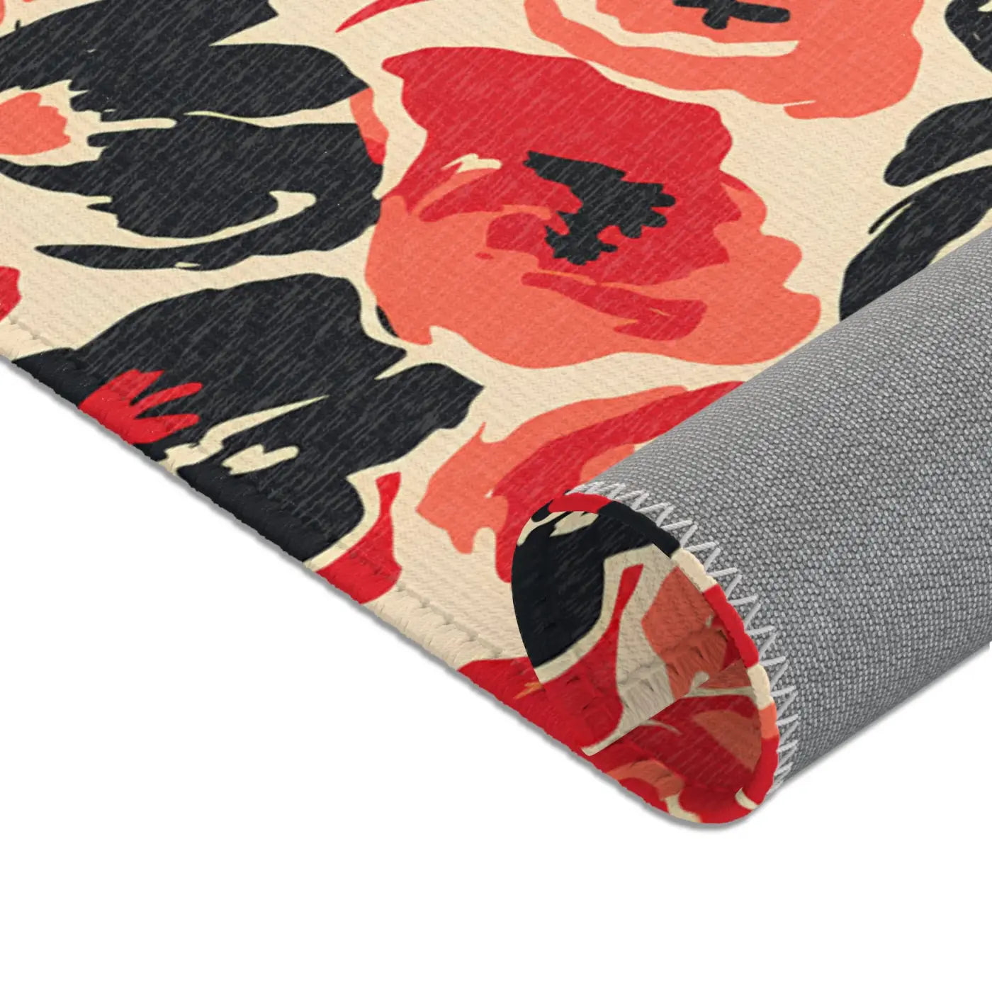 Vintage Floral Red Pattern Area Rug - Bold Poppy Design - DipaliZ