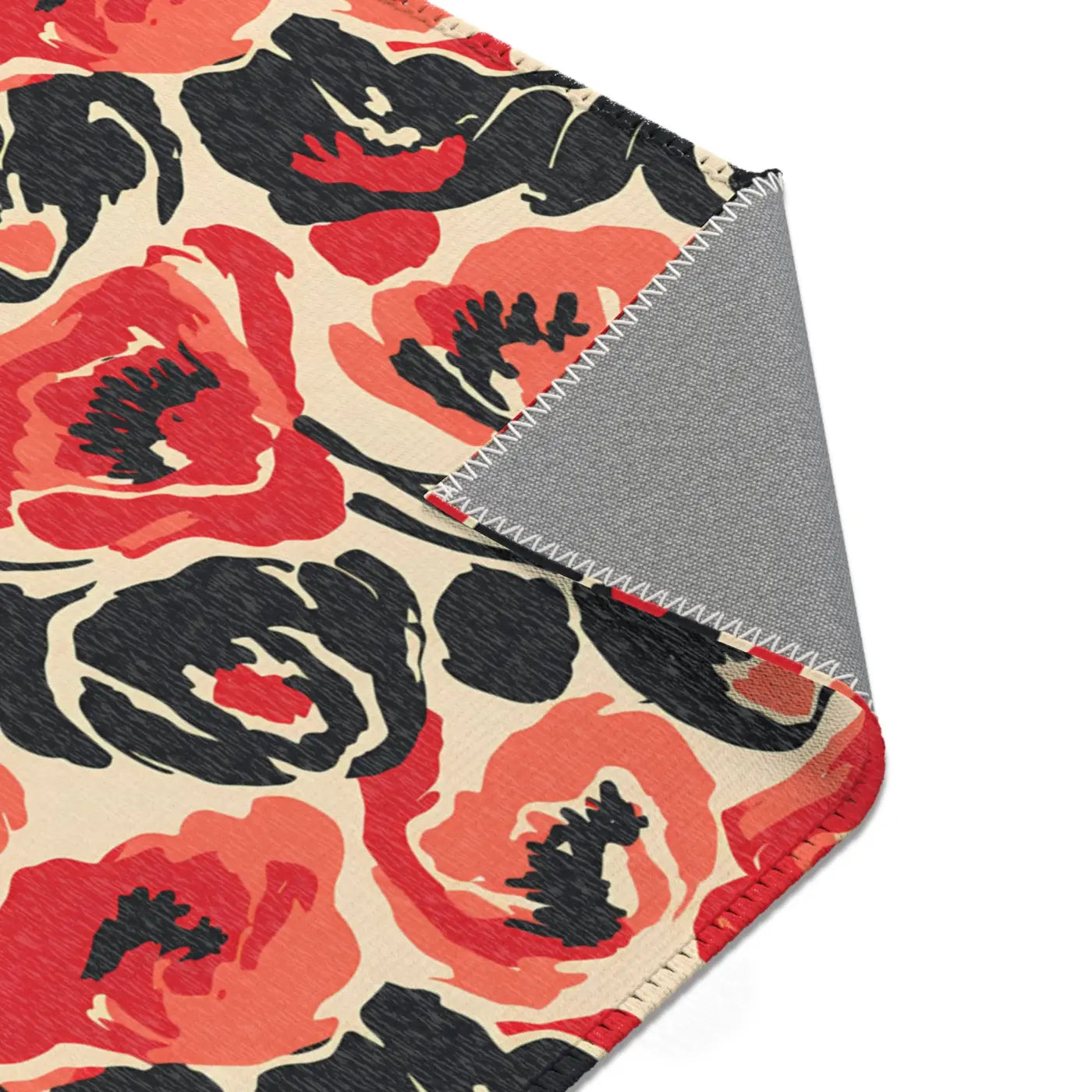 Vintage Floral Red Pattern Area Rug - Bold Poppy Design - DipaliZ