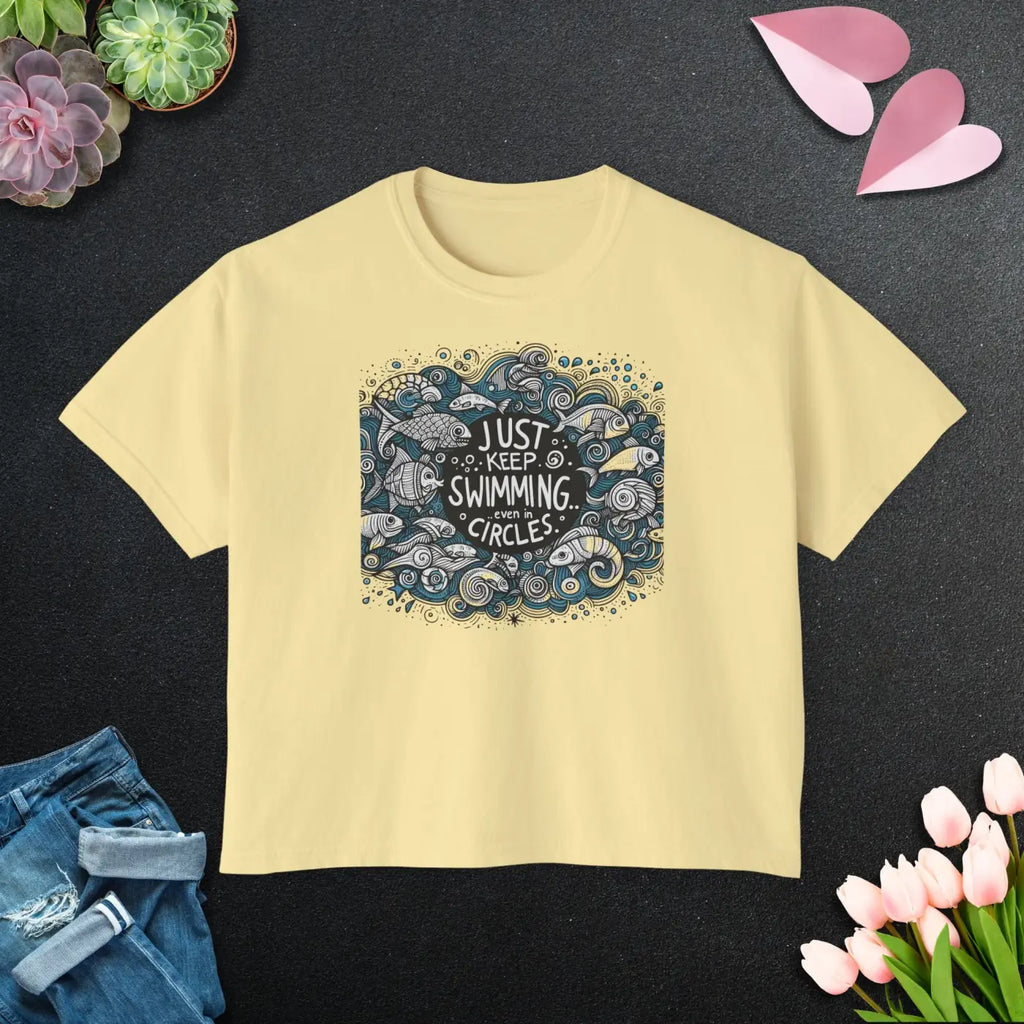 Positive Vibes Boxy Tee - Feel Good Cotton Comfort - DipaliZ