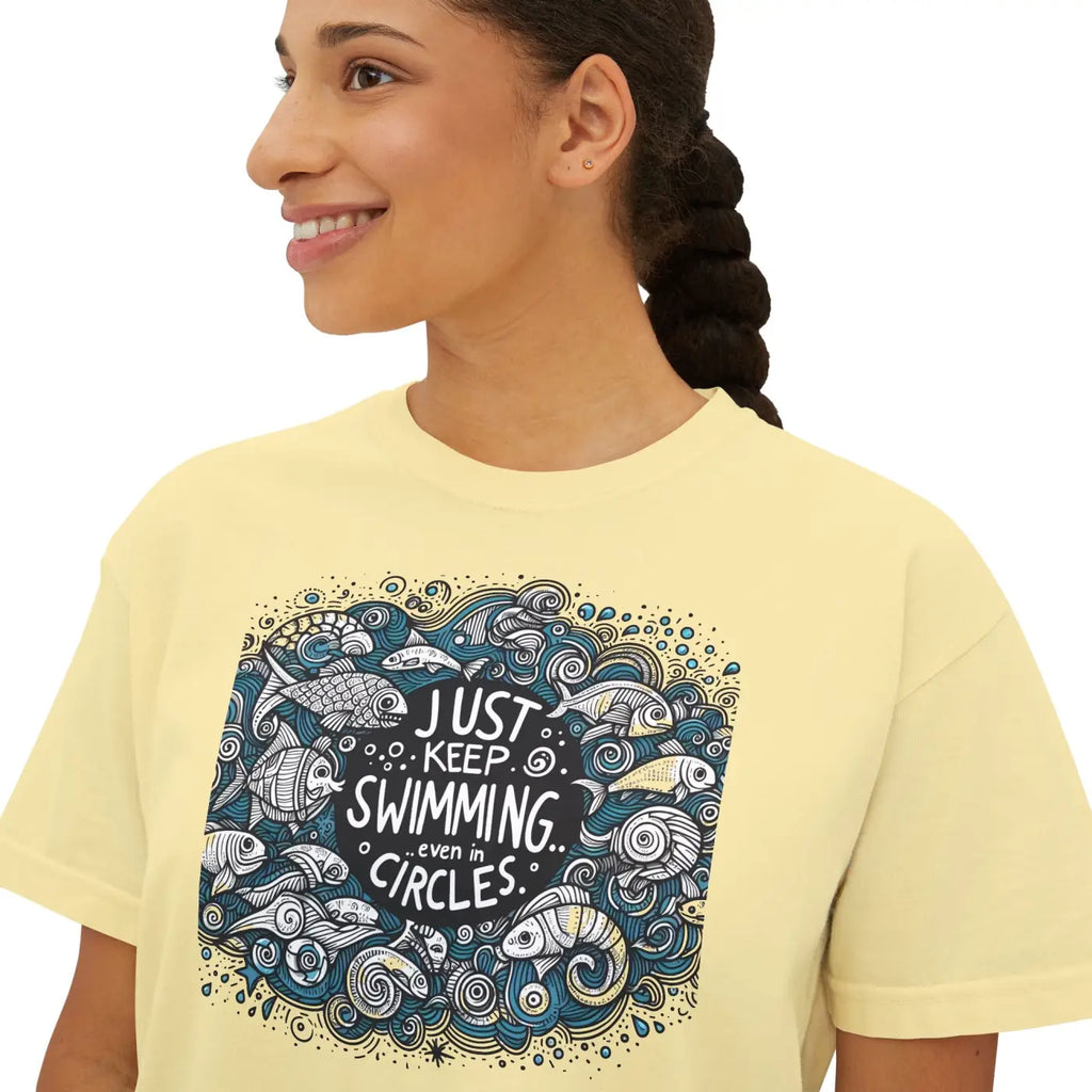 Positive Vibes Boxy Tee - Feel Good Cotton Comfort - DipaliZ
