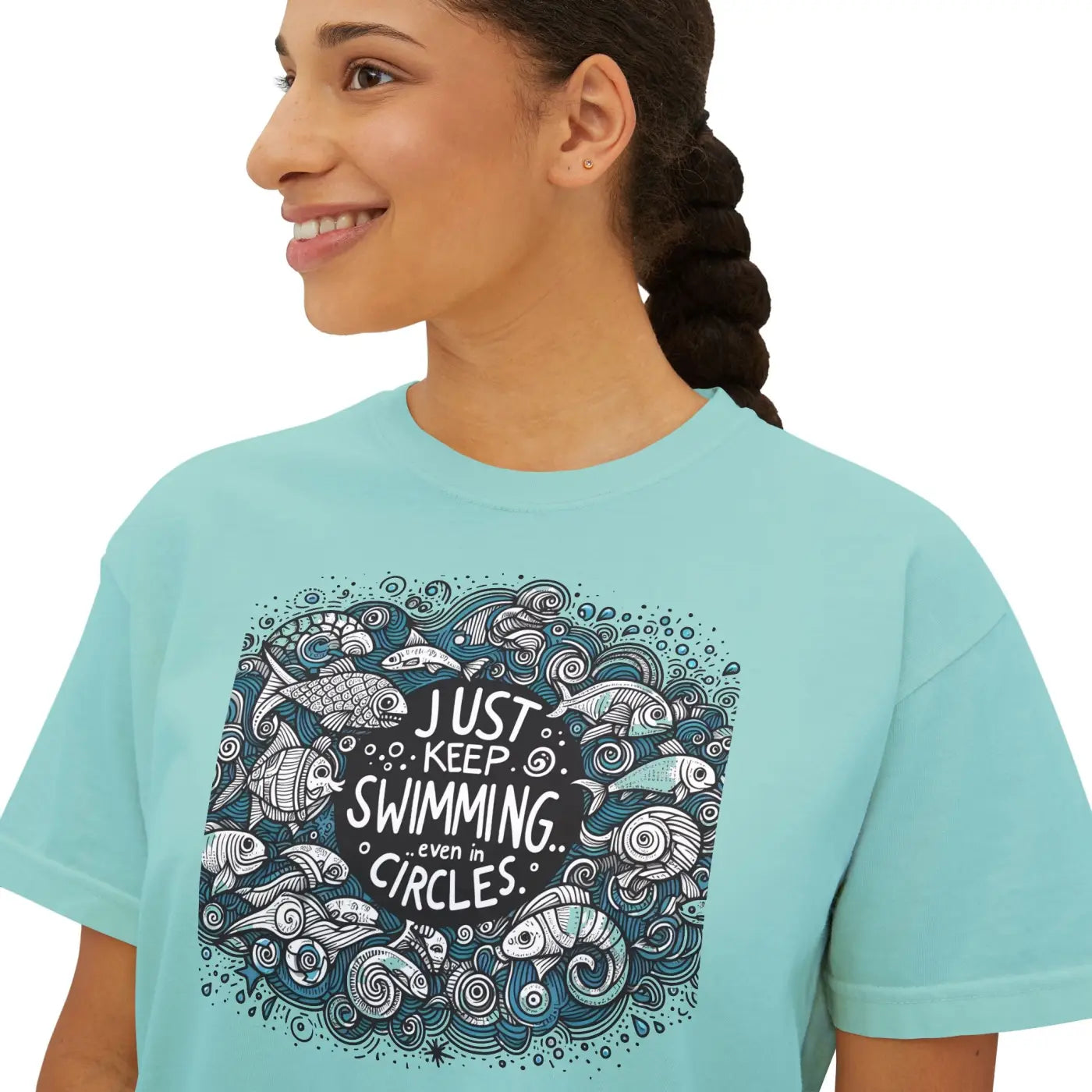 Positive Vibes Boxy Tee - Feel Good Cotton Comfort - DipaliZ