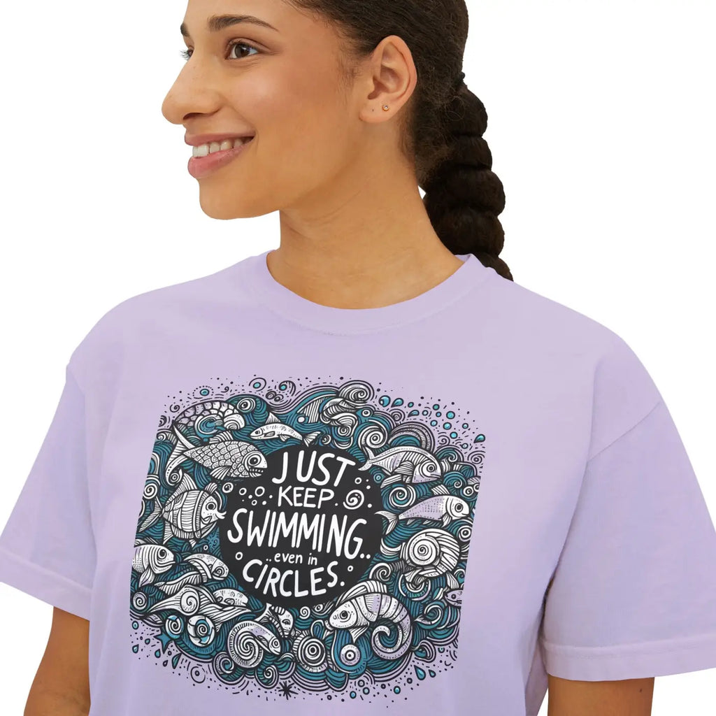 Positive Vibes Boxy Tee - Feel Good Cotton Comfort - DipaliZ