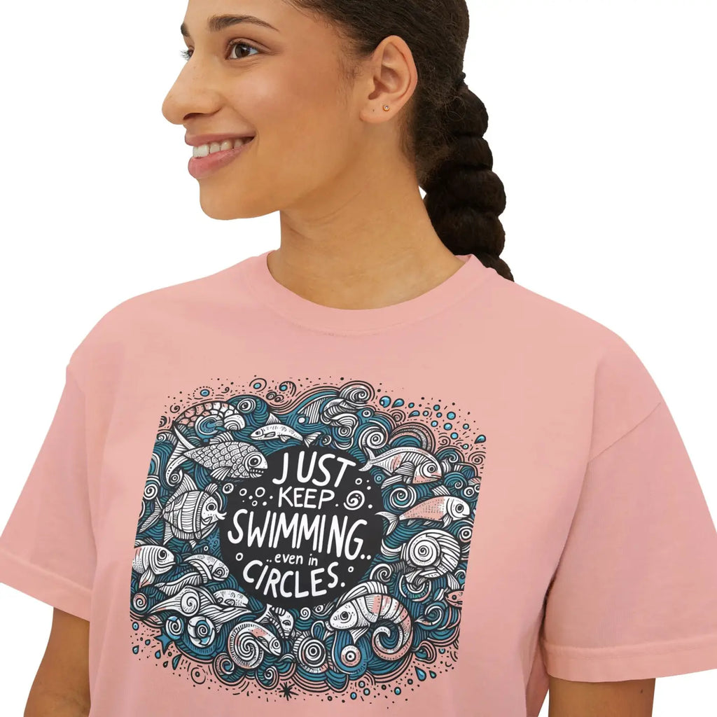Positive Vibes Boxy Tee - Feel Good Cotton Comfort - DipaliZ