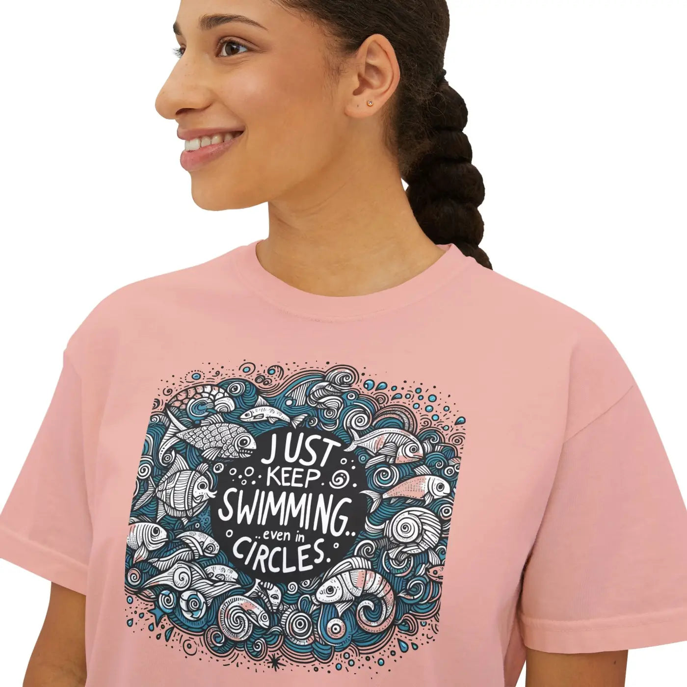Positive Vibes Boxy Tee - Feel Good Cotton Comfort - DipaliZ
