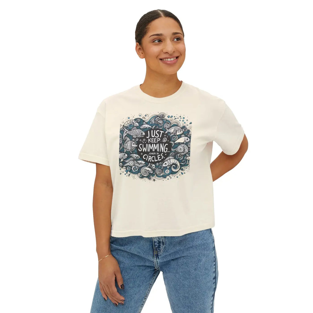 Positive Vibes Boxy Tee - Feel Good Cotton Comfort - DipaliZ