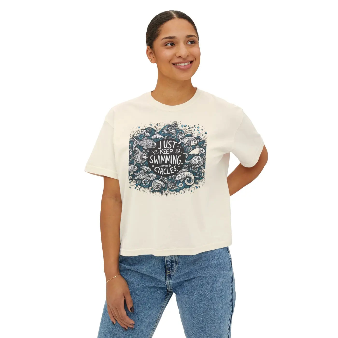 Positive Vibes Boxy Tee - Feel Good Cotton Comfort - DipaliZ