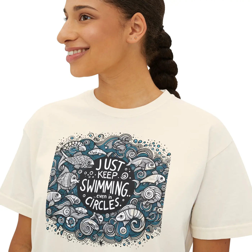 Positive Vibes Boxy Tee - Feel Good Cotton Comfort - DipaliZ