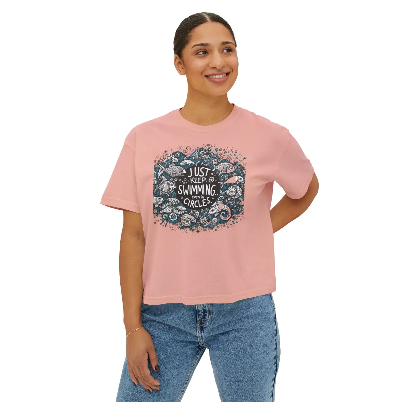 Positive Vibes Boxy Tee - Feel Good Cotton Comfort - DipaliZ