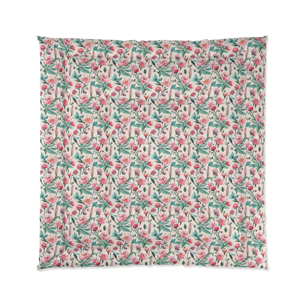 Flowers Pattern Comforter - Cozy Elegant Bedding - DipaliZ