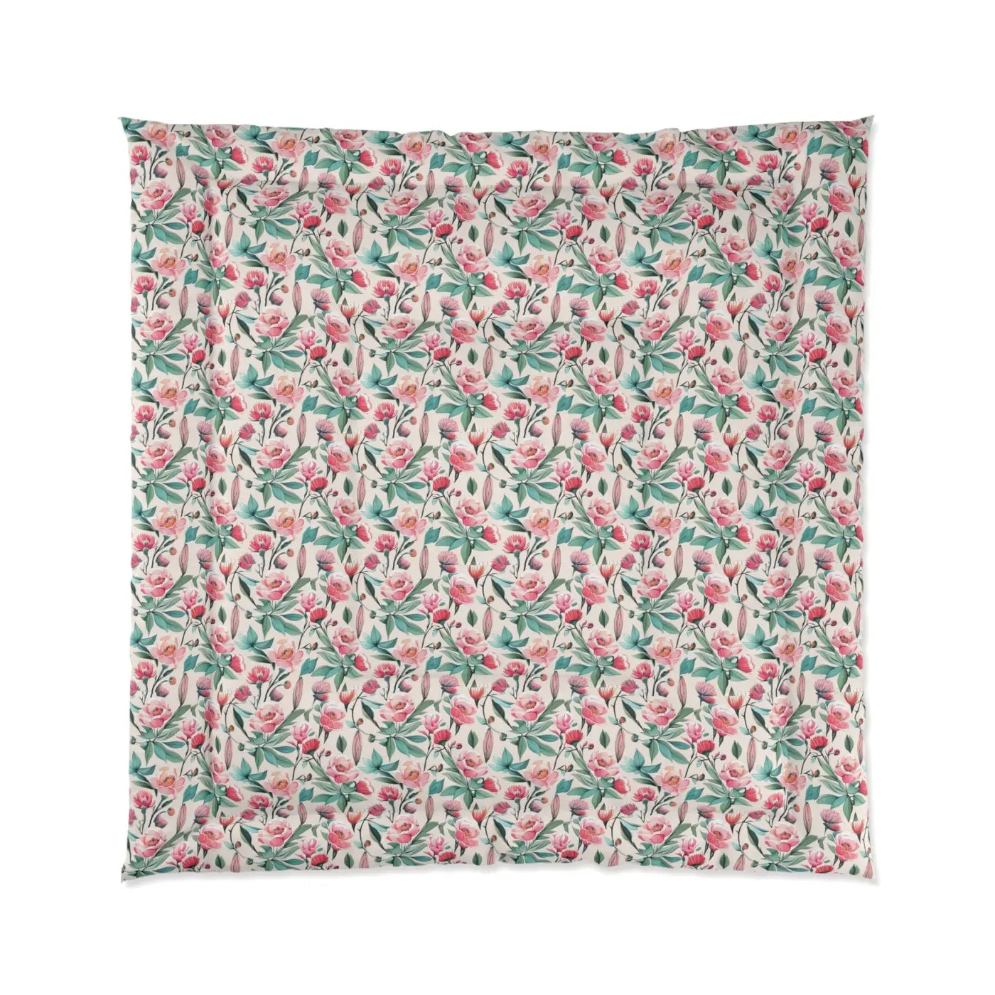 Flowers Pattern Comforter - Cozy Elegant Bedding - DipaliZ