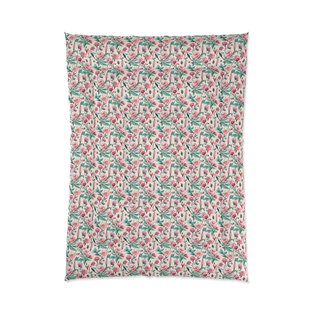 Flowers Pattern Comforter - Cozy Elegant Bedding - DipaliZ