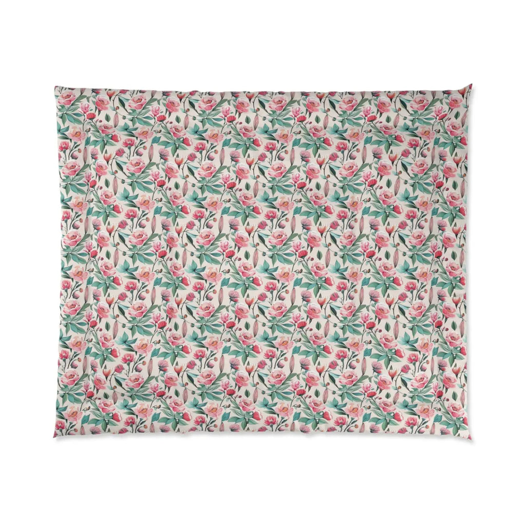 Flowers Pattern Comforter - Cozy Elegant Bedding - DipaliZ