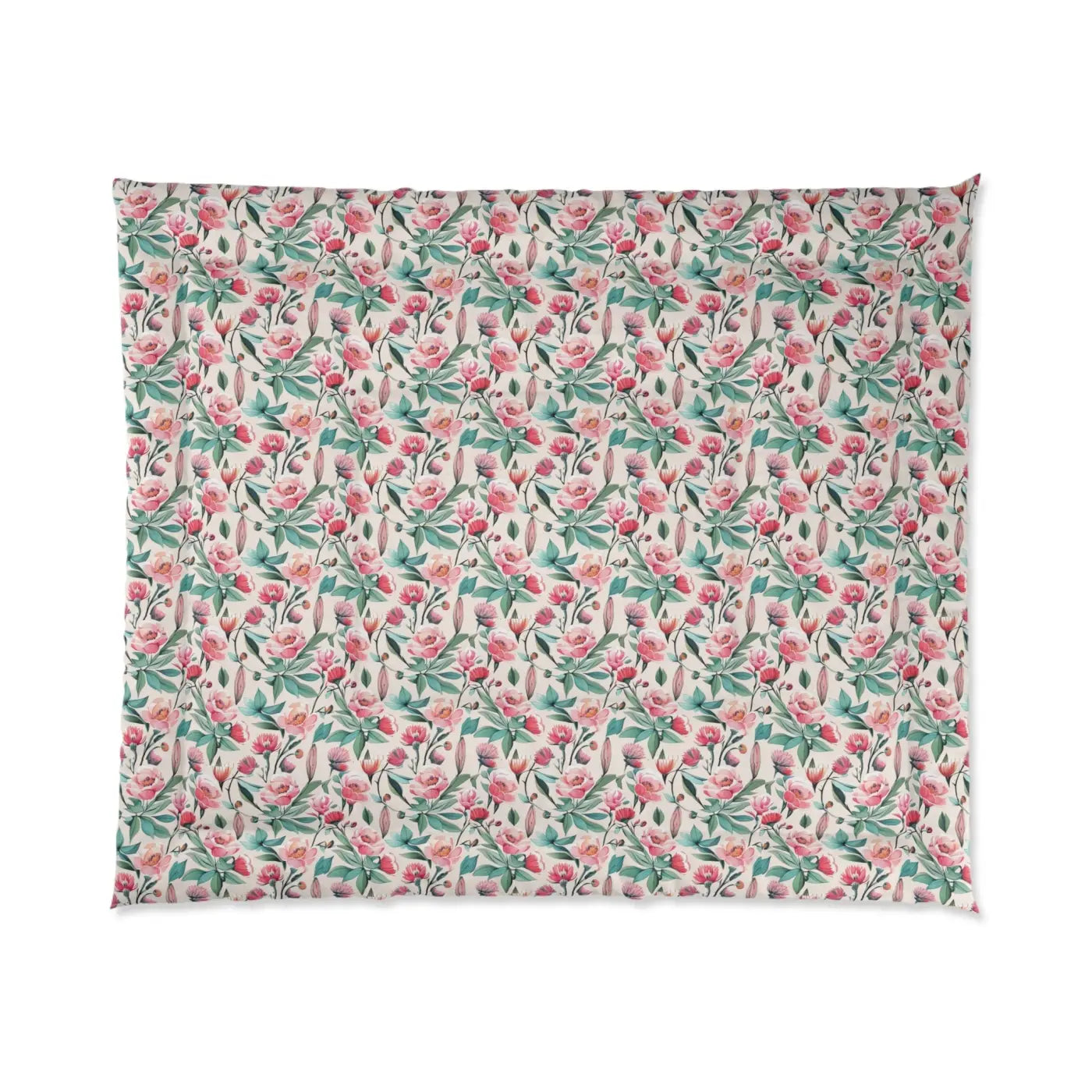 Flowers Pattern Comforter - Cozy Elegant Bedding - DipaliZ